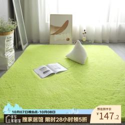 布迪思 高端羊羔绒客厅卧室地毯轻奢纯色家用沙发茶几加厚防滑毛绒床边毯 羊羔绒-果绿色 160