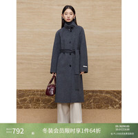 自巧 100%绵羊毛）东方简奢风灰色立领羊毛双面呢大衣女冬季新款毛呢外套 水貂灰  XXS