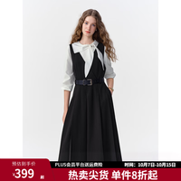 独束 分身型微定制黑色收腰A字连衣裙女2026秋季新款V领显瘦背心裙 瘦瘦黑 M -A1