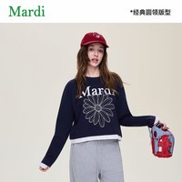 玛尔帝 26秋季长袖女士新款美拉德高级显比例短款印花T恤MTX2632653