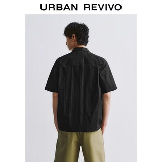 URBAN REVIVO UMM260016 纯色贴袋开襟短袖衬衫