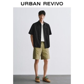 URBAN REVIVO UMM260016 纯色贴袋开襟短袖衬衫