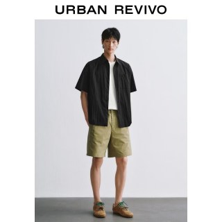 URBAN REVIVO UMM260016 纯色贴袋开襟短袖衬衫