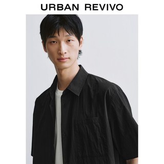 URBAN REVIVO UMM260016 纯色贴袋开襟短袖衬衫