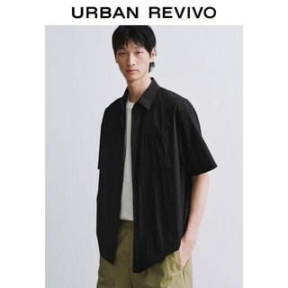 URBAN REVIVO UMM260016 纯色贴袋开襟短袖衬衫