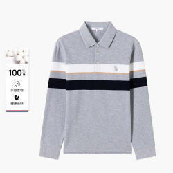 U.S. POLO ASSN. polo衫 男春秋休闲长袖纯棉t恤 美式宽松条纹上衣 商场同款