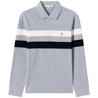 U.S. POLO ASSN. 男士纯棉长袖POLO衫 美式宽松条纹