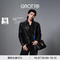 GROTTO 黑石包经典大容量单肩斜挎通勤软包男女款礼物 黑石M（古金）蓝标限定版