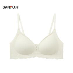 三福 薄B杯无钢圈聚拢文胸 简约少女无感肌理提花内衣女503553