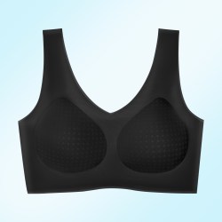魅泰茜 无痕一体固定杯内女冰丝背心式文胸春夏季女士超薄款美背凉感文胸