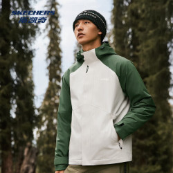 斯凯奇 冲锋衣春夏新款男女同款三合一防泼水保暖透湿户外登山外套 棉花糖白
