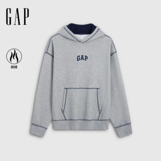 Gap 男女装秋logo刺绣加绒连帽宽松卫衣上衣1SS623736 灰色 L (175/96A)亚洲尺码