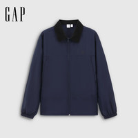 Gap 男装秋季防泼水logo印花翻领防晒外套宽松夹克854138 海军蓝 XL (180/100A)亚洲尺码