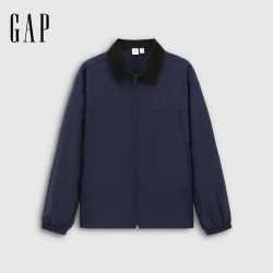 Gap 男装秋季防泼水logo印花翻领防晒外套宽松夹克854138 海军蓝 XL (180/100