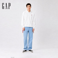 Gap 男女装2026秋新品爱心logo刺绣法式圈织软连帽卫衣1SS623019 白色 XL (180/100A)亚洲尺码