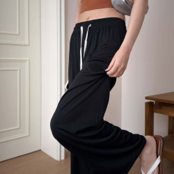 CelnoKlarv 麦穗提花休闲裤夏季薄款冰丝女裤高腰垂感透气轻薄直筒阔腿裤