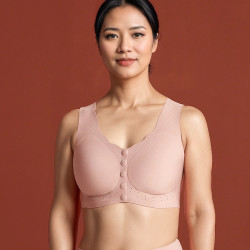 染岸 中年妈妈前扣式内衣秋季薄款妇女士前排扣开扣大码背心文胸罩