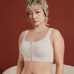 染岸 中年妈妈款前扣式拉链运动内衣妇女专用大码无痕背心式文胸罩