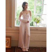 Rose Tree RoseTree性感纯欲睡衣女款春秋季长袖莫代尔家居服三件套装带胸垫
