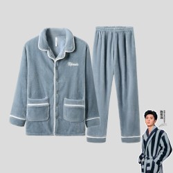 海澜之家 男士珊瑚绒冬季加绒加厚抗静电抱抱绒家居服睡衣套装女款