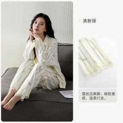 悦内 睡衣女士春秋款秋季纯棉长袖家居服时尚条纹休闲高级感可外穿