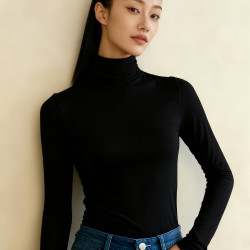 德绒半高领打底衫女修身保暖内搭高级感无痕上衣百搭发热