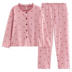 芬腾 女士纯棉长袖开衫家居服套装