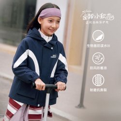 安踏 儿童外套女童丝光绒运动上衣2026秋新款舒适保暖防水冲锋外套