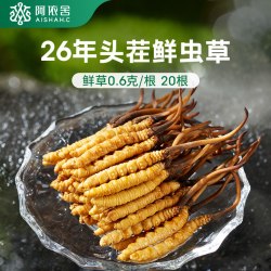 阿依舍 头茬新鲜冬虫夏草正品鲜虫草0.6克/根20根滋补礼盒煲汤泡酒