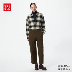 优衣库 全棉舒适九分裤常规款女装/休闲百搭宽松482243 486091 486091/37栗色 L