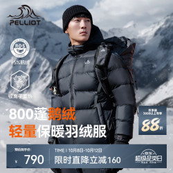 伯希和 800蓬鹅绒羽绒服男女秋冬户外防风棉衣保暖外套滑雪服登山服男 曜石黑 L