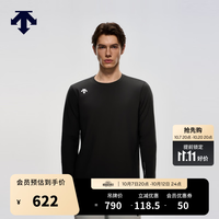 迪桑特 TRAINING系列男士薄绒亲肤舒适圆领长袖T恤新品 BK-黑色 L (175/96A)