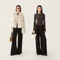 自巧 巧型 小个子简约倒褶阔腿裤针织裤女2026冬季新款加厚休闲裤 栗子棕 M （尺码：4）