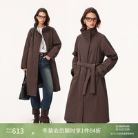 自巧 巧绒 小个子高智通勤拒水立领风衣收腰羽绒服女2026冬季新款 乌木棕 XXS （尺码1）
