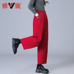 雅鹿 羽绒裤女外穿2024冬季时尚白鸭绒宽松直筒裤加厚棉裤
