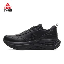 匹克 态极千里2.0跑步鞋皮面商务爸爸宽楦黑色舒适运动鞋子通勤鞋