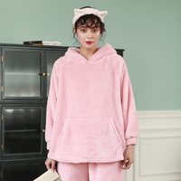 浪莎 睡衣女秋冬款长袖珊瑚绒两件套男士加绒加厚可外穿家居服套装