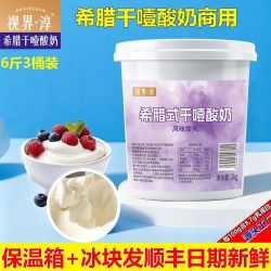 希腊冷萃干噎酸奶商用酸奶膏1kg*3桶自有工厂DIY水果夹