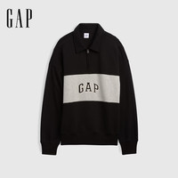 Gap 男女装logo刺绣撞色宽松polo领卫衣