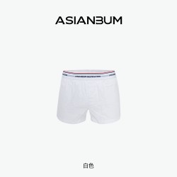 asianbum 男士内裤纯色棉质中腰透气内衬简约家居休闲平角阿罗裤