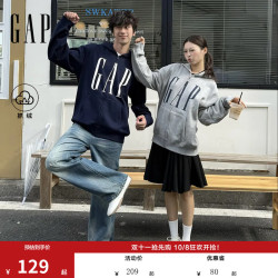 Gap 男女装2026秋新品logo胶印抓绒连帽开衫宽松卫衣1SS623907 灰色 S