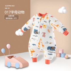 阳阳韩韩 婴儿连体防踢被夹棉睡袋H017字母加厚款90码