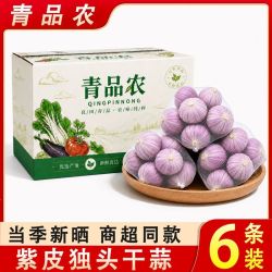 2/4/6条网兜紫皮独头蒜新干蒜大蒜头彩箱条装净蒜2026