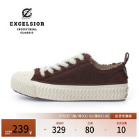 EXCELSIOR 饼干鞋官方 秋冬休闲鞋男厚底加绒帆布鞋女