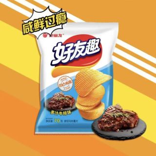 好丽友 经典牌子！好友趣 薯片 多汁牛排味 70g 好吃不腻