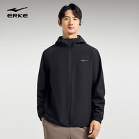 PLUS会员：鸿星尔克 三防轻量软壳户外服夹克冲锋衣 黑色 XL