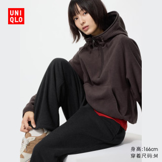 优衣库 摇粒绒舒适长裤女装休闲裤裤子491158 09 黑色 XL