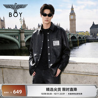 BOY LONDON 男女同款朋克潮牌PU皮衬衫外套N44003 黑色 S