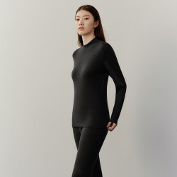 三枪 纯棉抗静电 女士保暖内衣套装  黑色 2XL