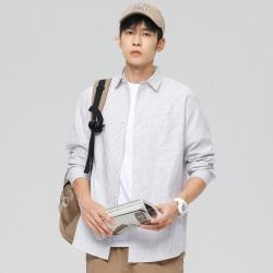 长袖翻领男式衬衫